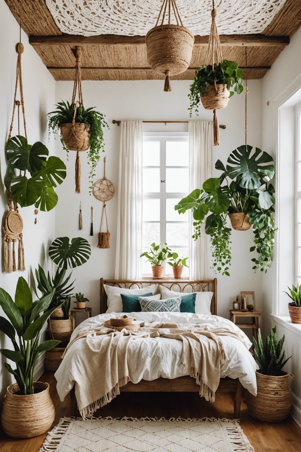 Hanging Macramé Planters with Storage Baskets