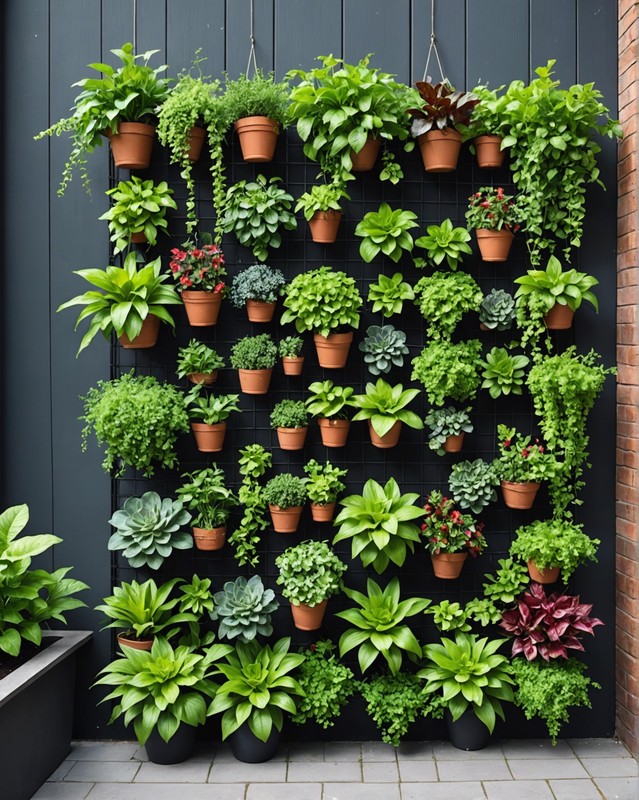 Hanging vertical garden with net.