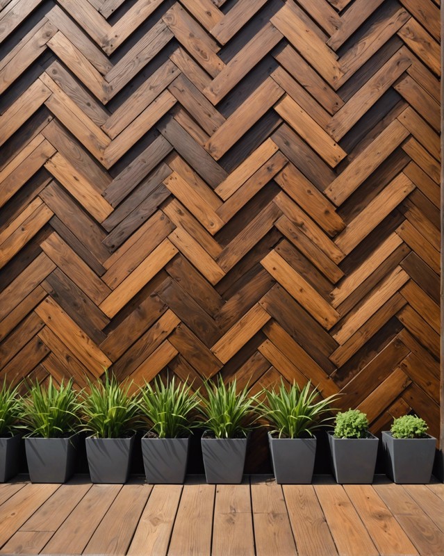 Herringbone Wood Patio Wall