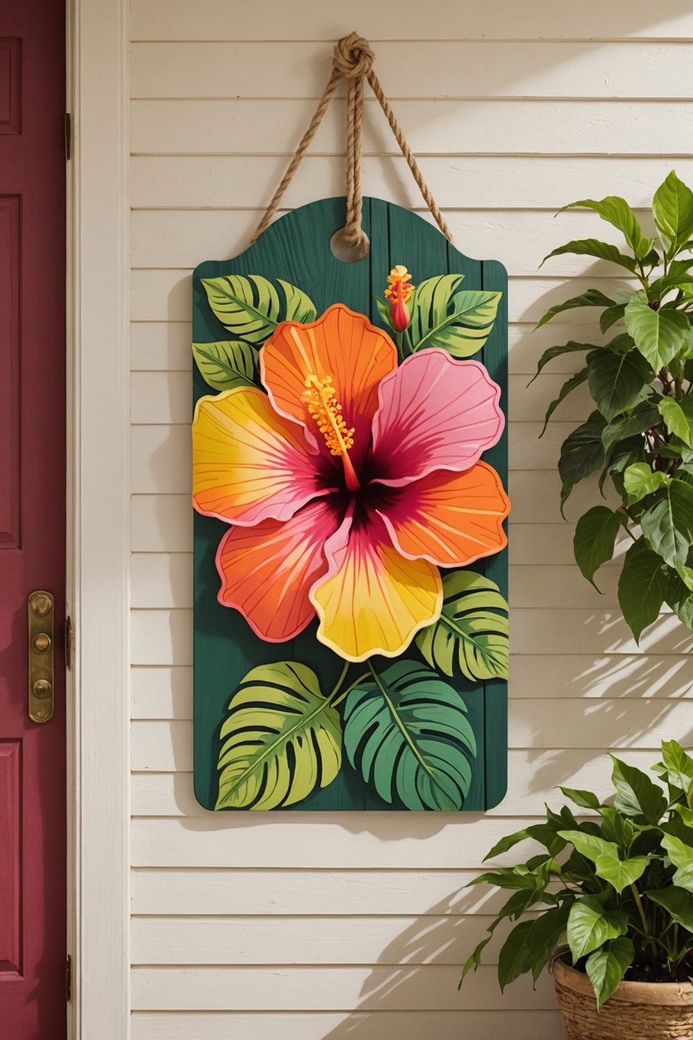 Hibiscus Flower Door Hanger