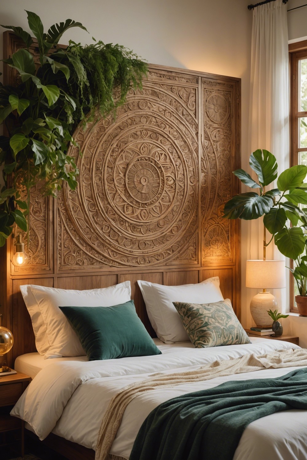 Hidden Storage Compartments in Boho-Style Headboards