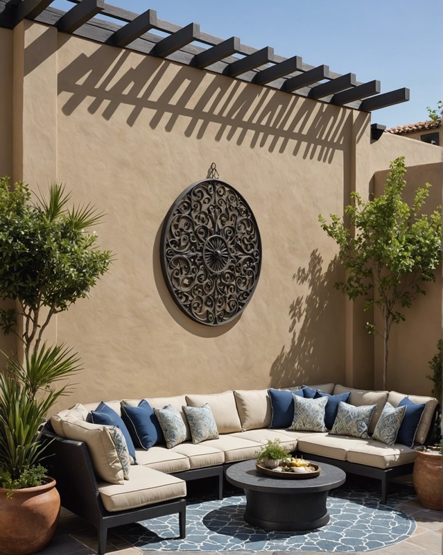 High and Dramatic Stucco Patio Wall