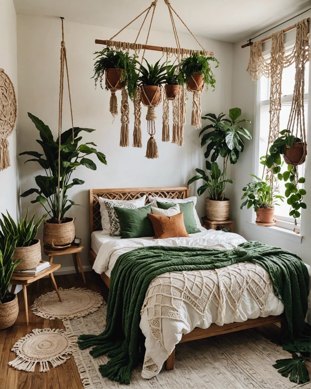 Indoor plants with macrame hangers