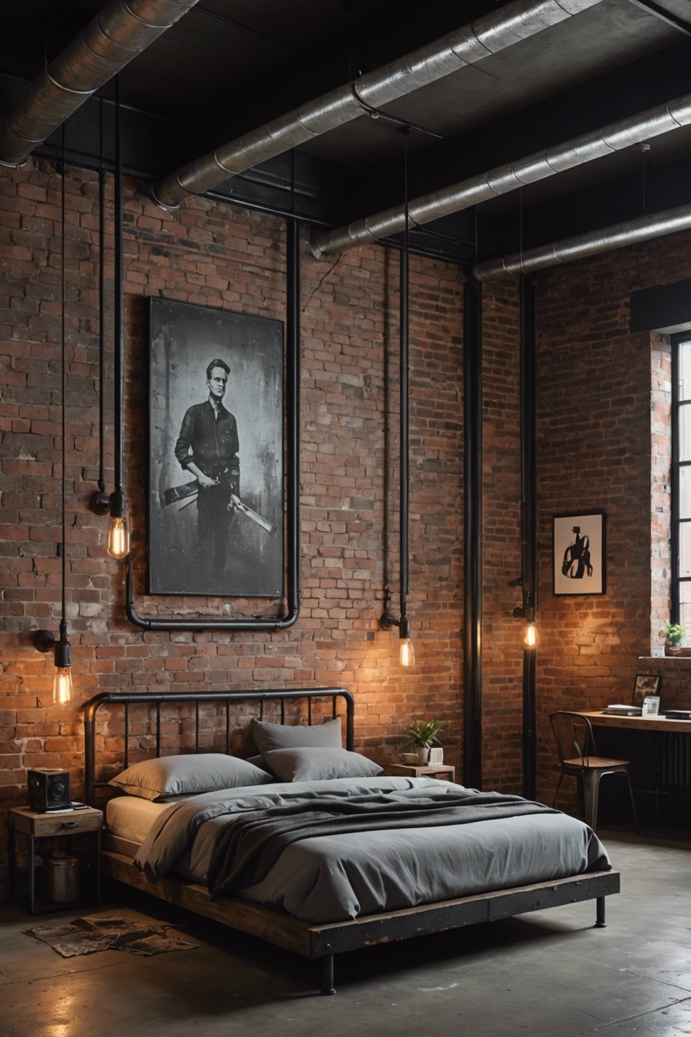 Industrial Heritage: Exposed Pipes and Raw Materials