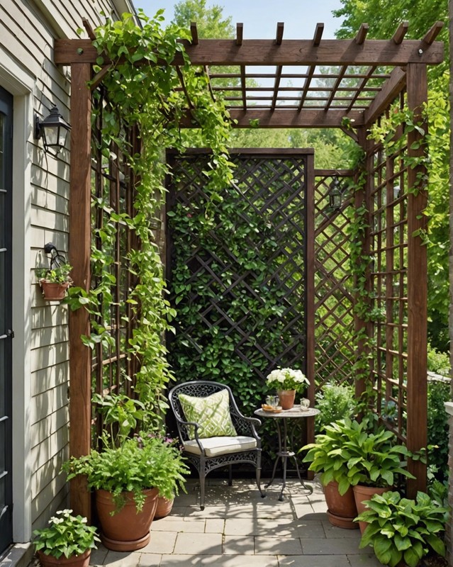 Install latticework or trellises and grow climbing plants