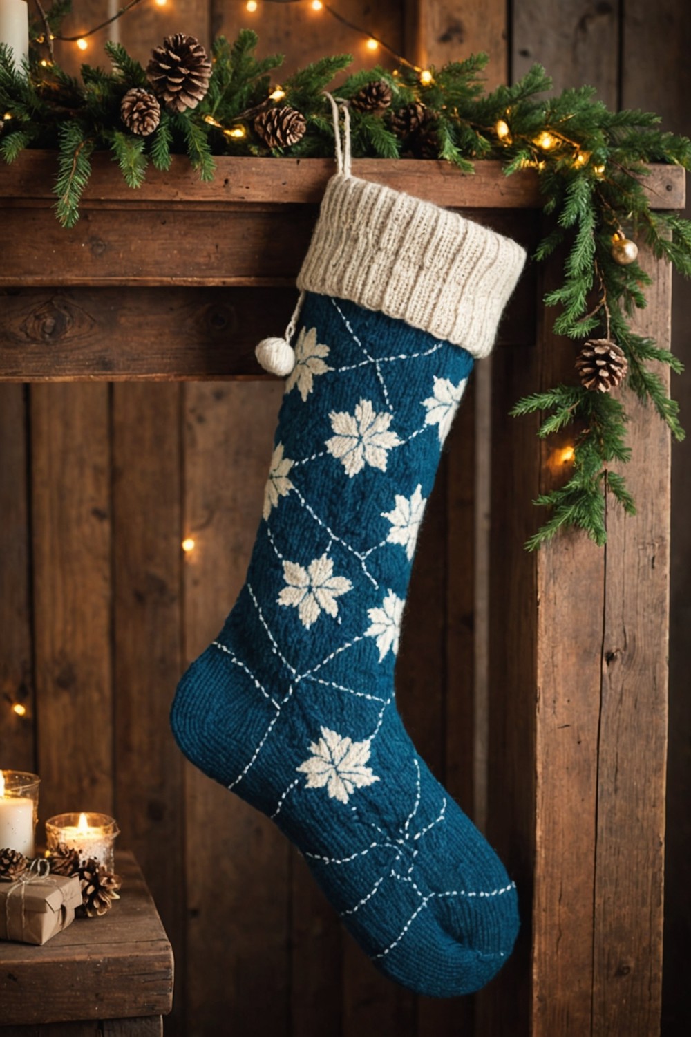 Knit Blue Argyle Stocking
