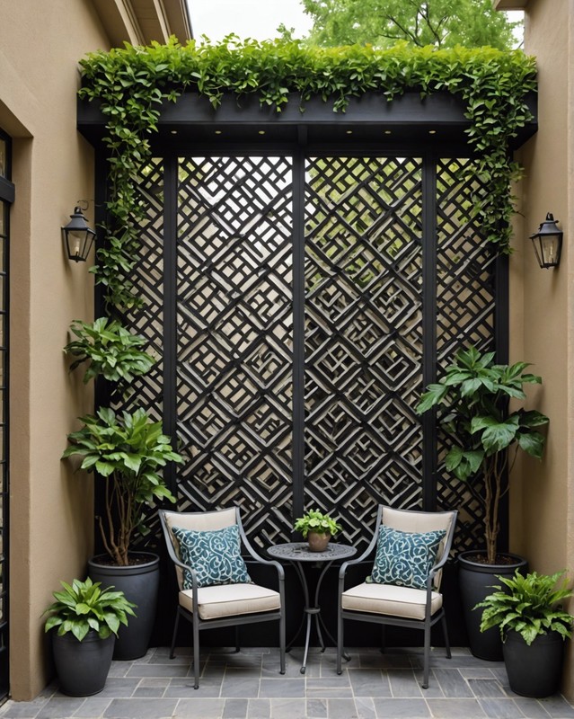 Latticework and Stucco Patio Wall