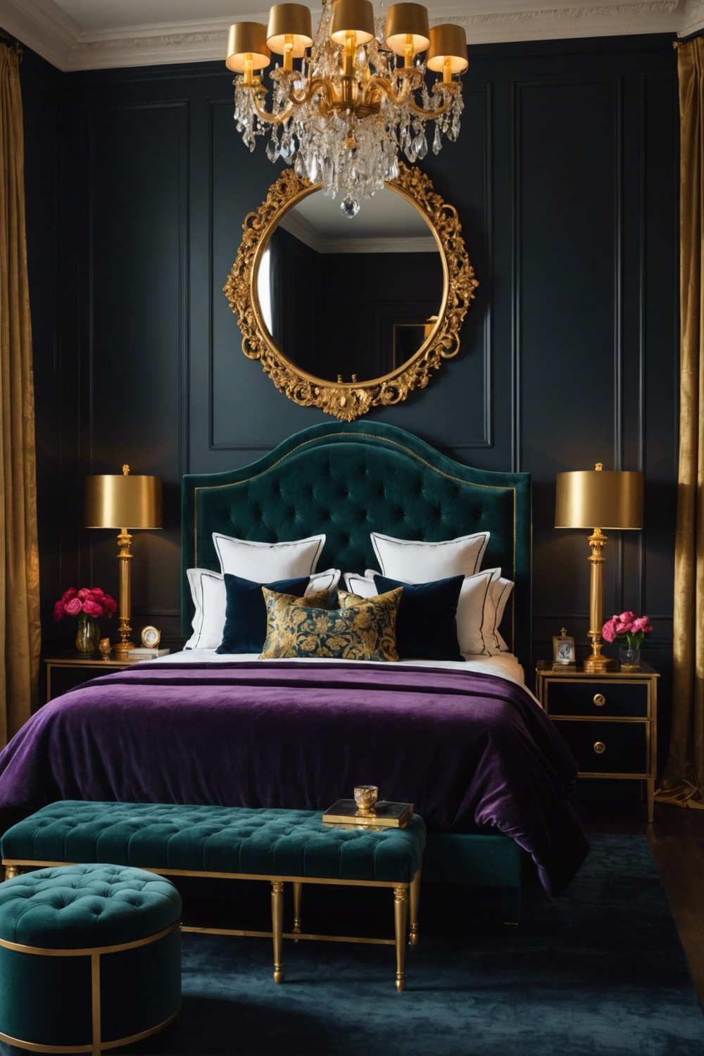Luxe Textiles and Metallic Accents Combination