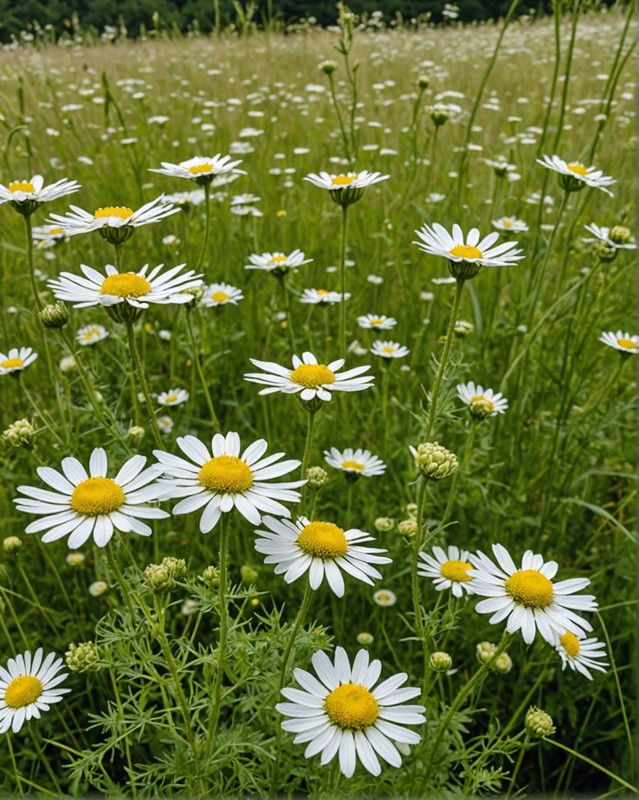 Meadow's Embrace: White Wildflowers in a Natural Setting