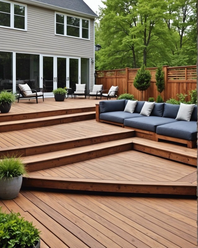 Minimalist deck with clean lines and geometric shapes