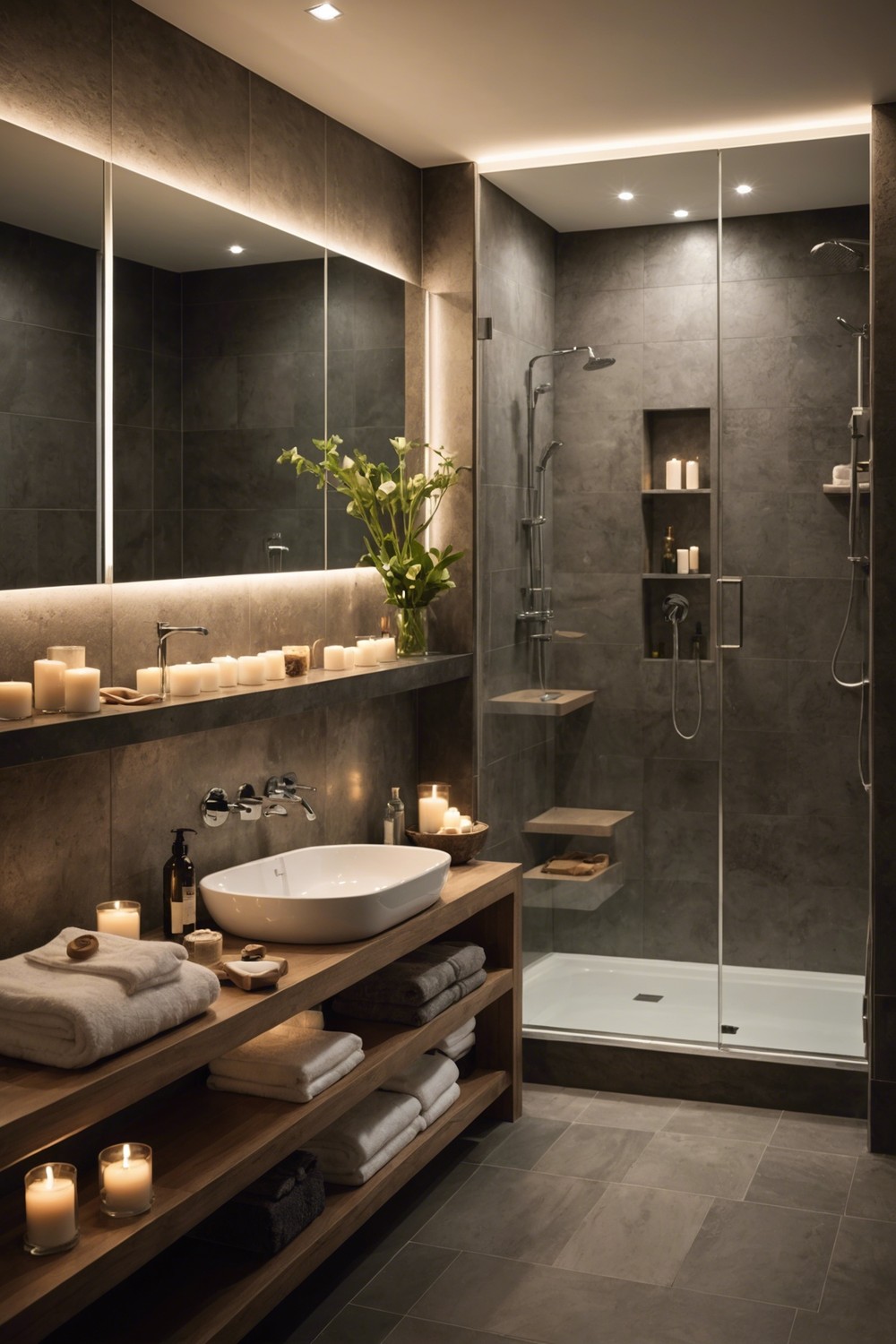 Mirrors with Embedded Lights for a Spa-Like Feel