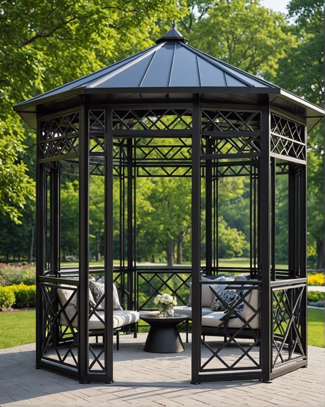 Modern Metal Gazebo with Geometric Design