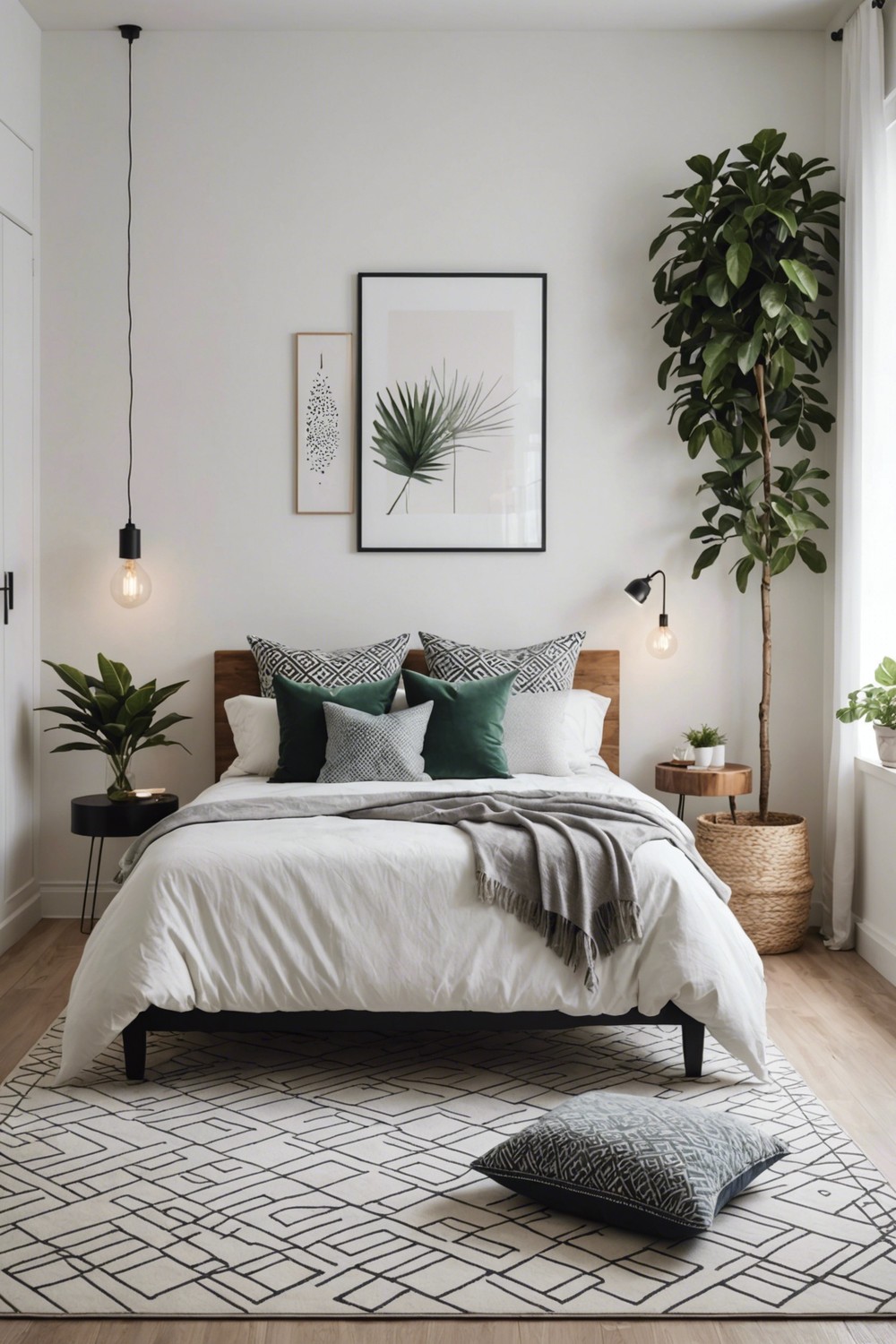 Modern Minimalist: White Walls with Geometric Patterns