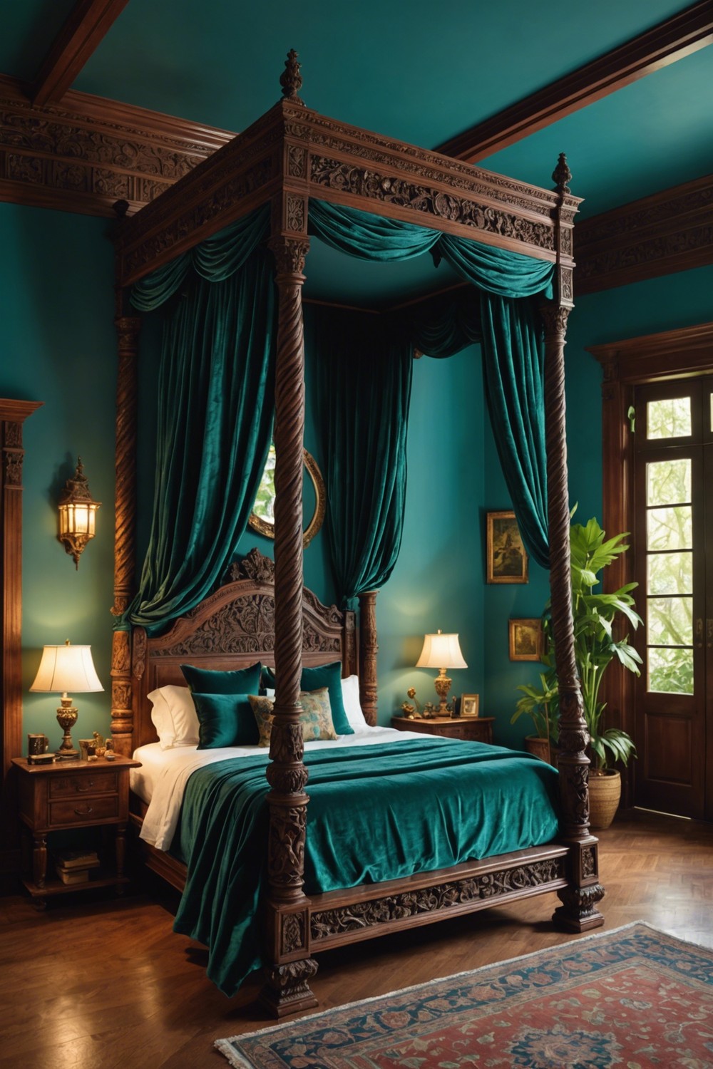 Moody Romance: Teal with Rich Wood Tones