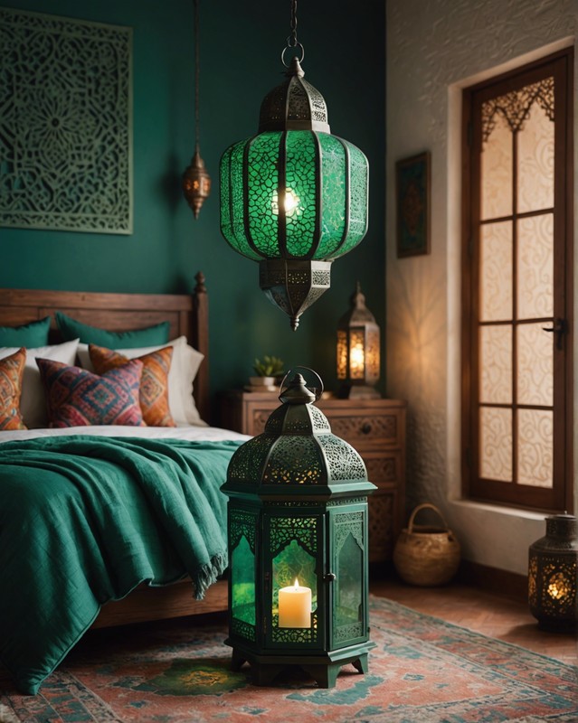 Moroccan-Style Lanterns in Emerald Green