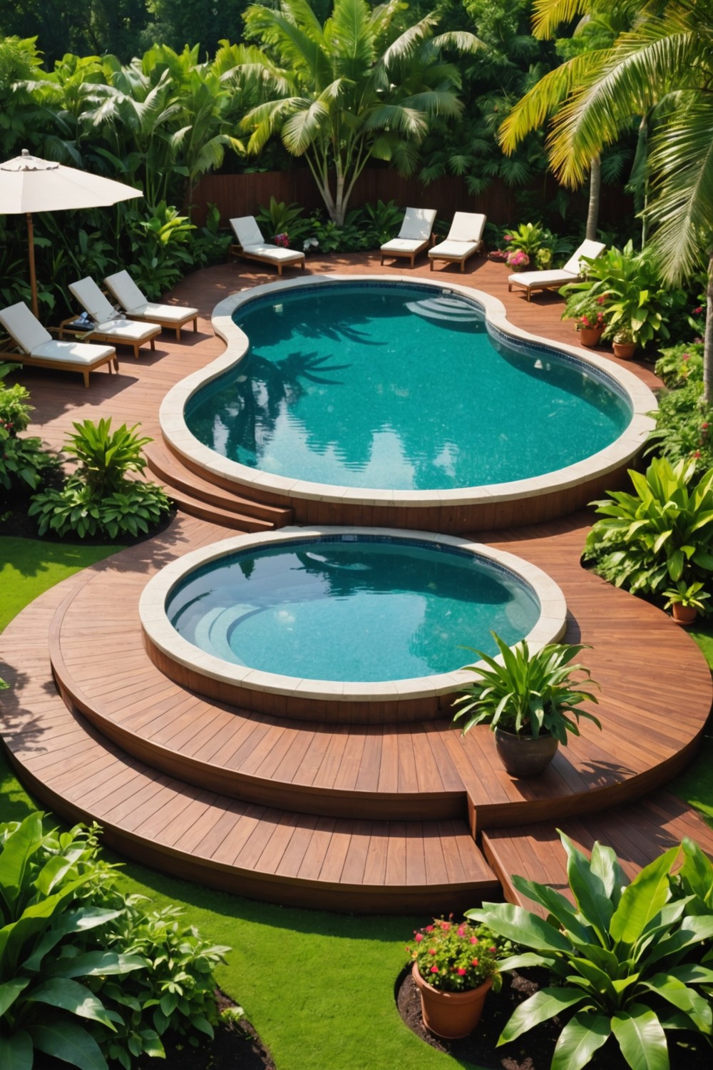 Multi-Level Deck with Built-in Benches