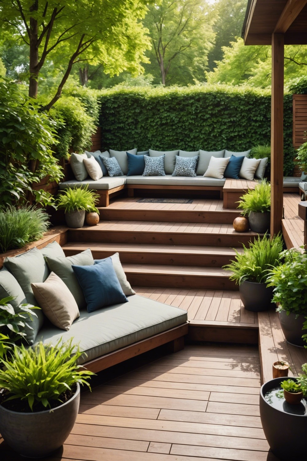 Multi-Level Deck with Built-in Seating