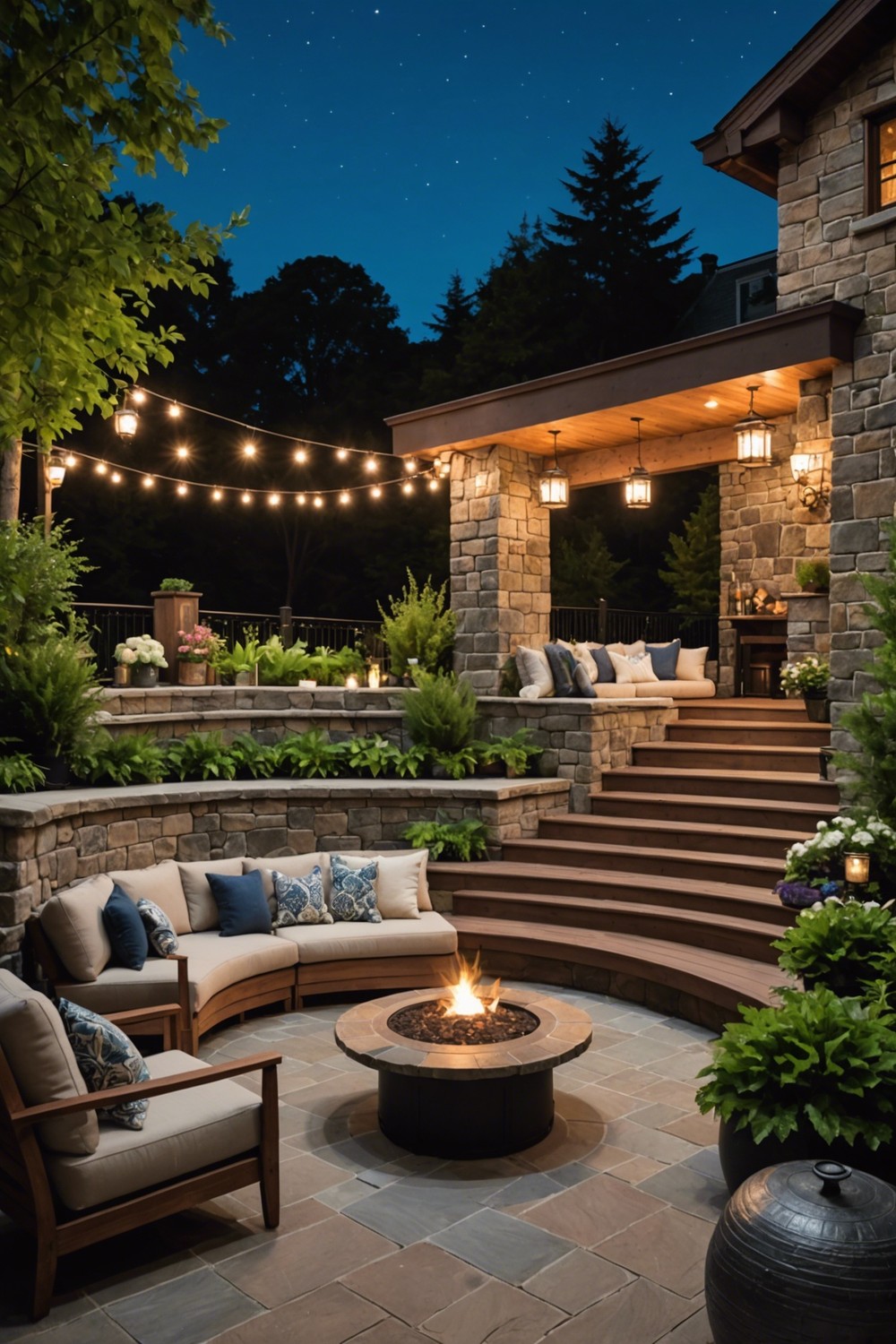 Multi-Level Deck with Outdoor TV Station