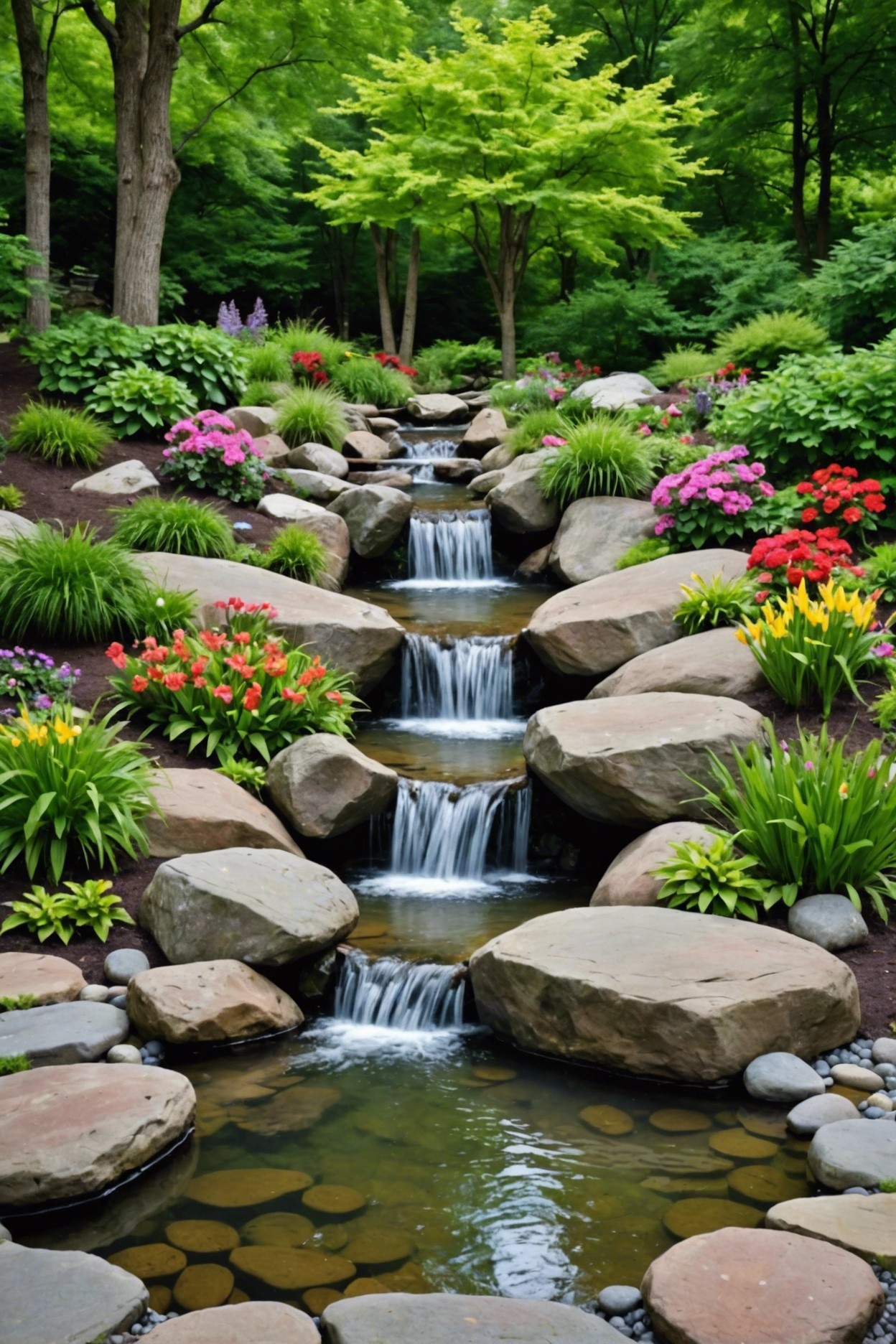 Natural Boulder Waterfall