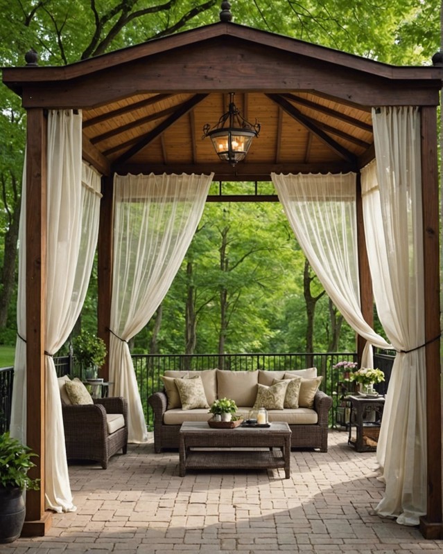 Open-Air Gazebo with Sheer Curtains