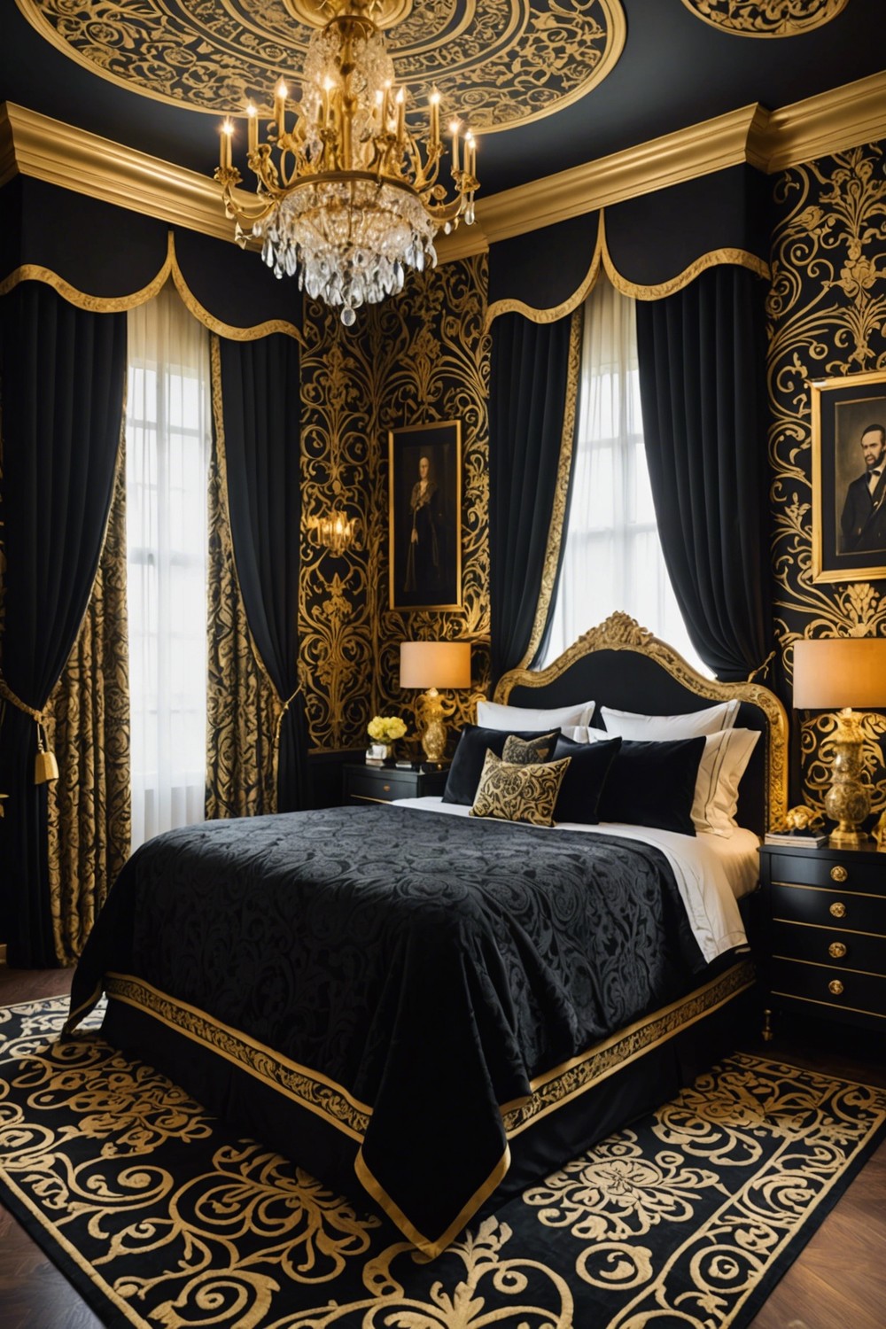 Opulent Black and Gold Drapes