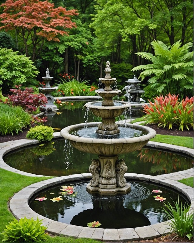 Ornamental Pond with fountains and sculptures