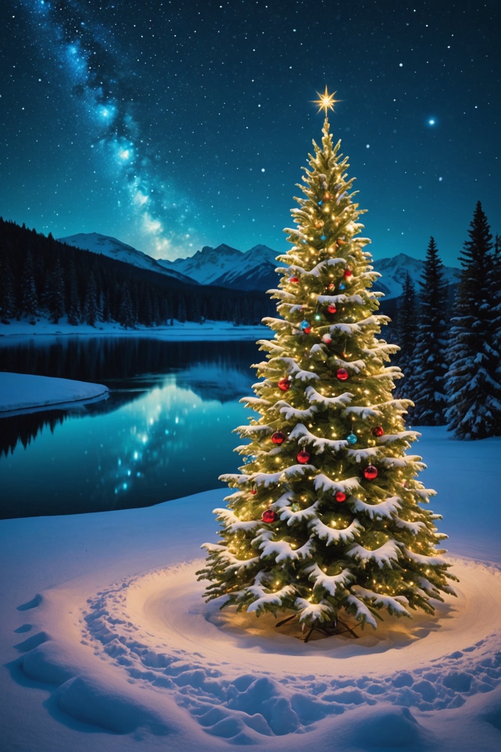 Outdoor Christmas Tree with Color-Changing Lights