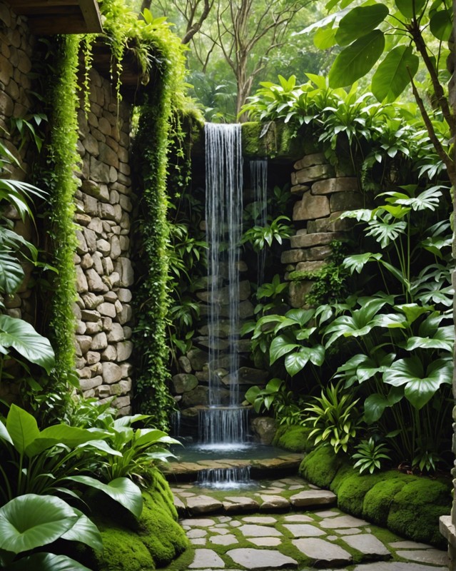 Outdoor Shower with a Waterfall Feature