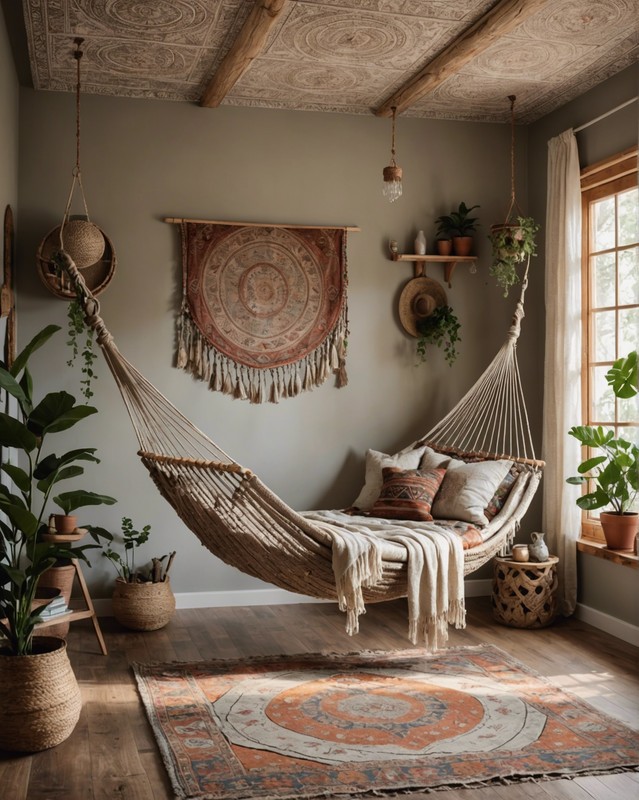 Overhead Oasis: Install a Hammock above Your Bed Frame