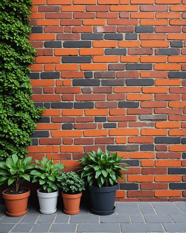 Painted Brick Wall with Vibrant Color