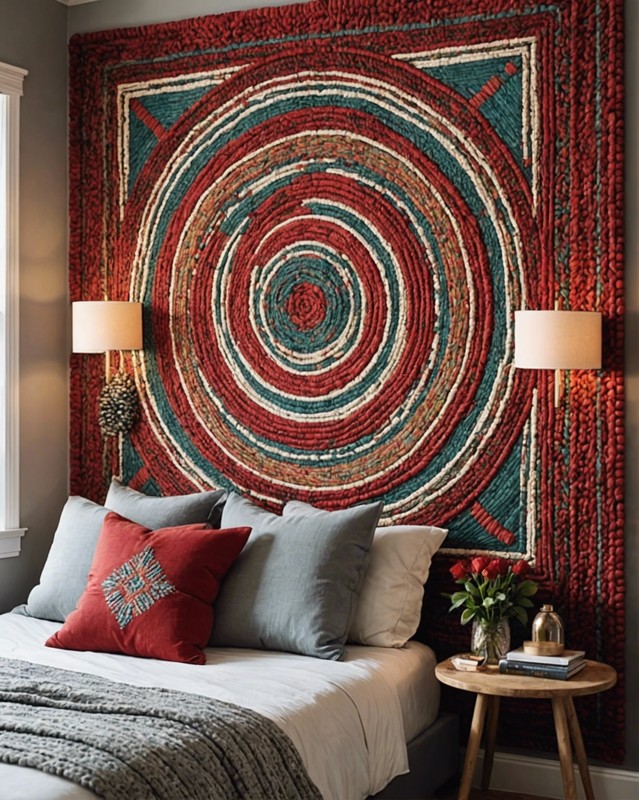 Painted Wood Wall with Woven Headboard