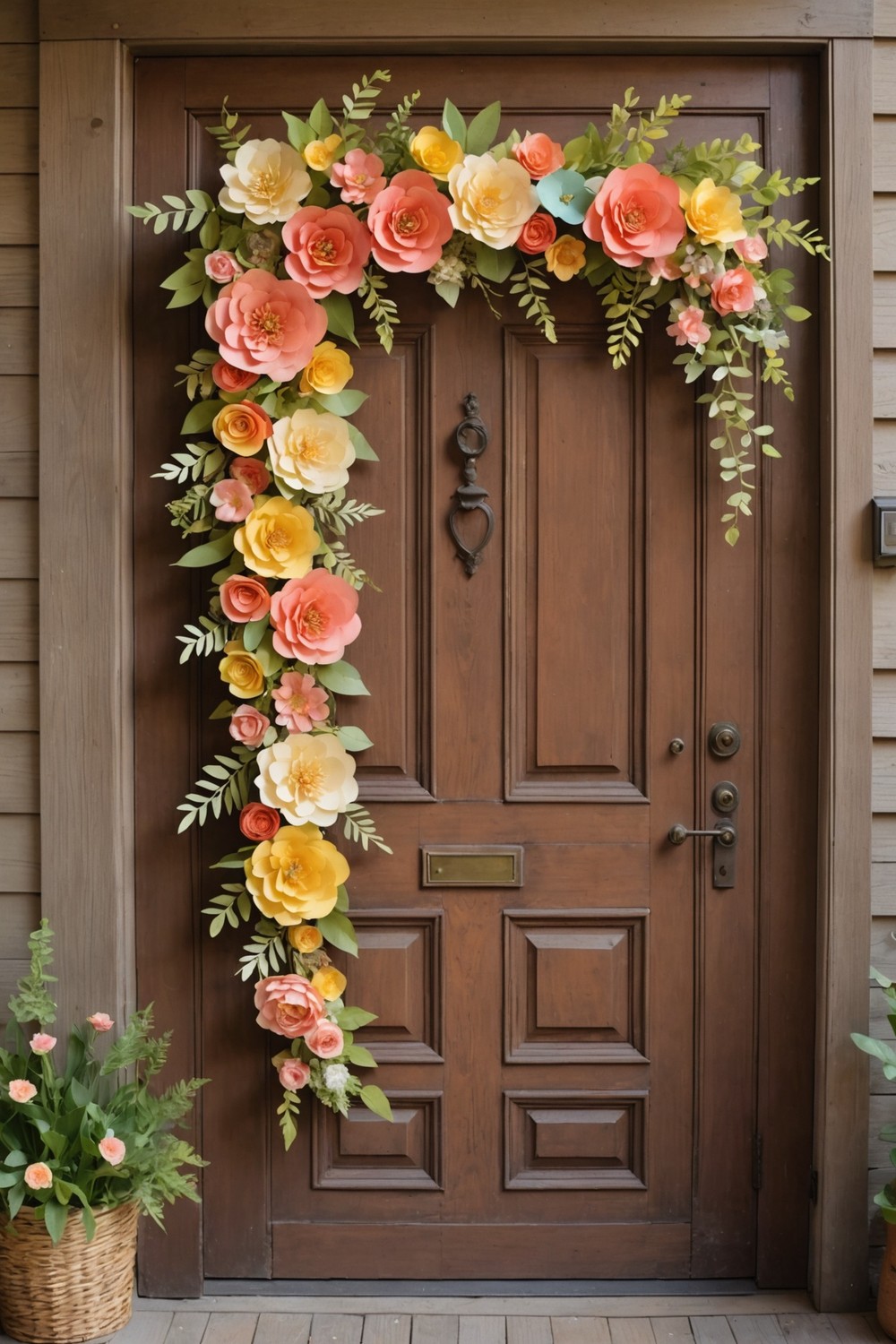 Paper Flower Garland Door Hanger
