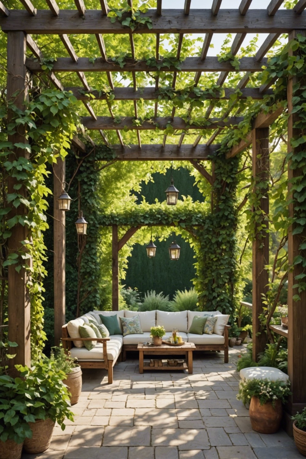 Pergola Patio with Vines