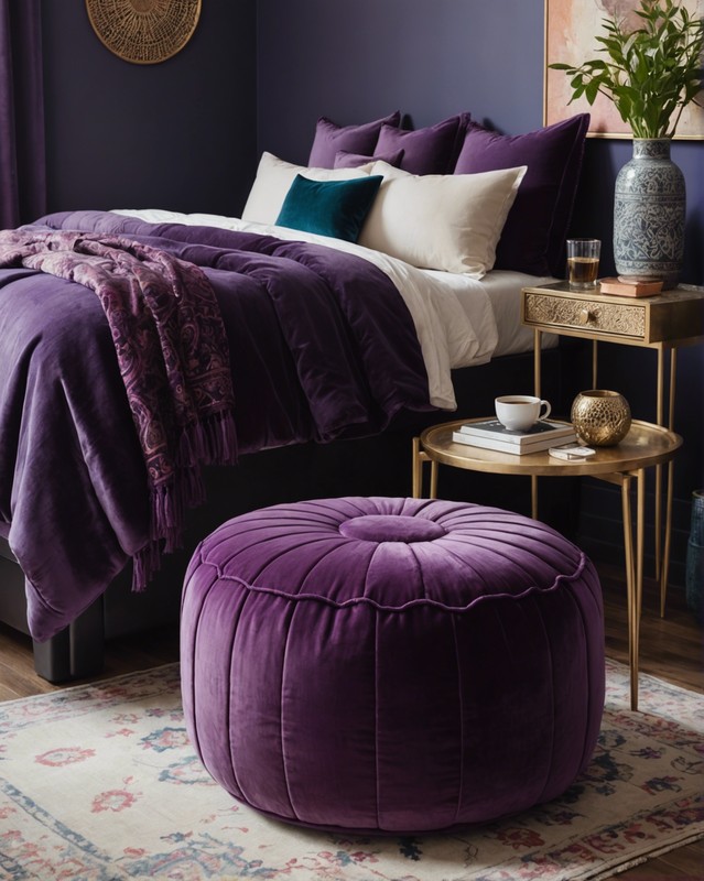 Purple Velvet Pouf