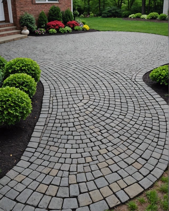 Quaint Crescent Shape with Cobblestone Border