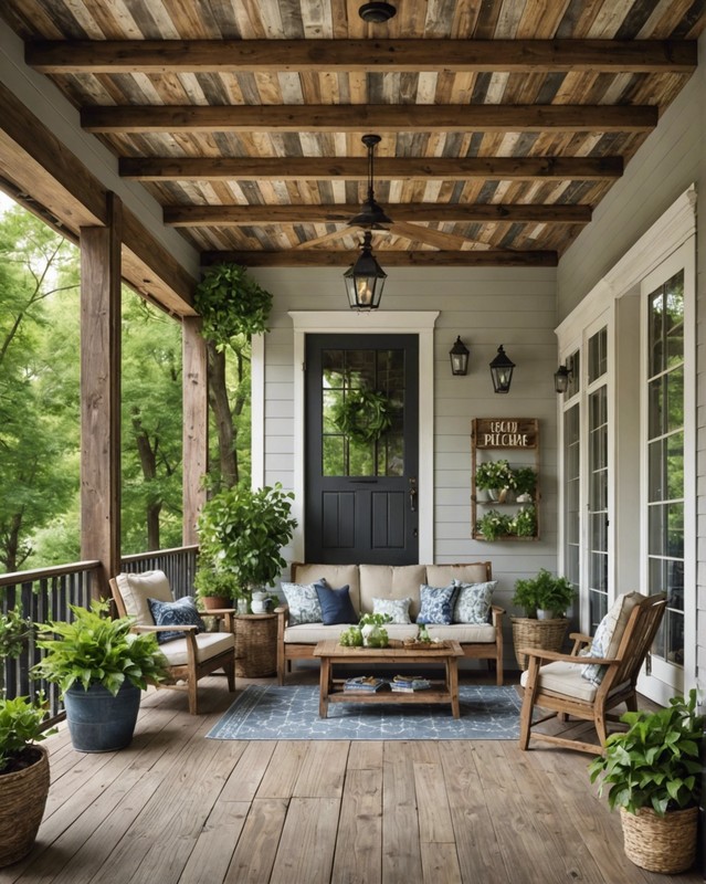 Reclaimed Wooden Planks as Ceiling Decor