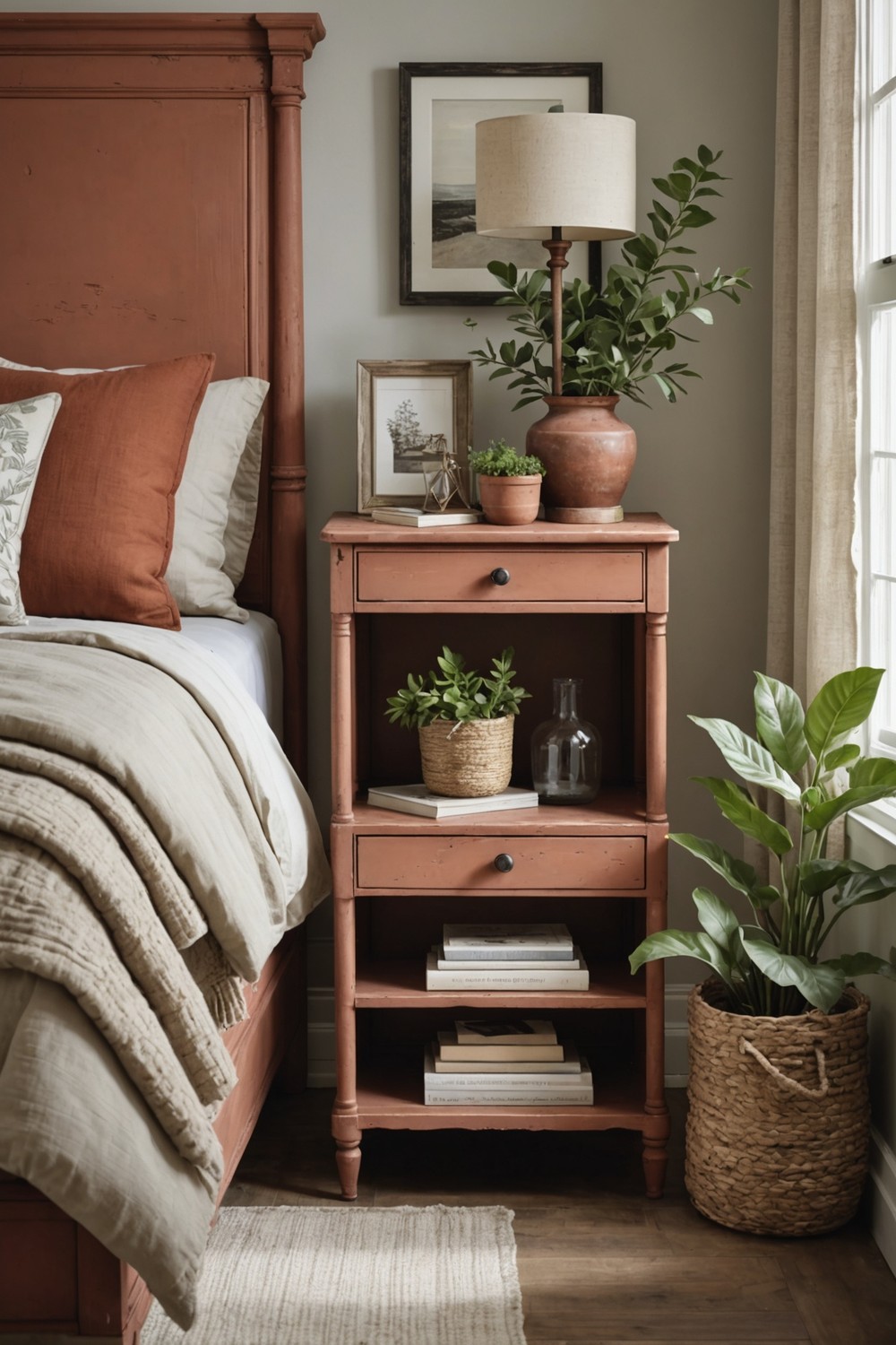 Rustic Chic Terracotta Nightstands