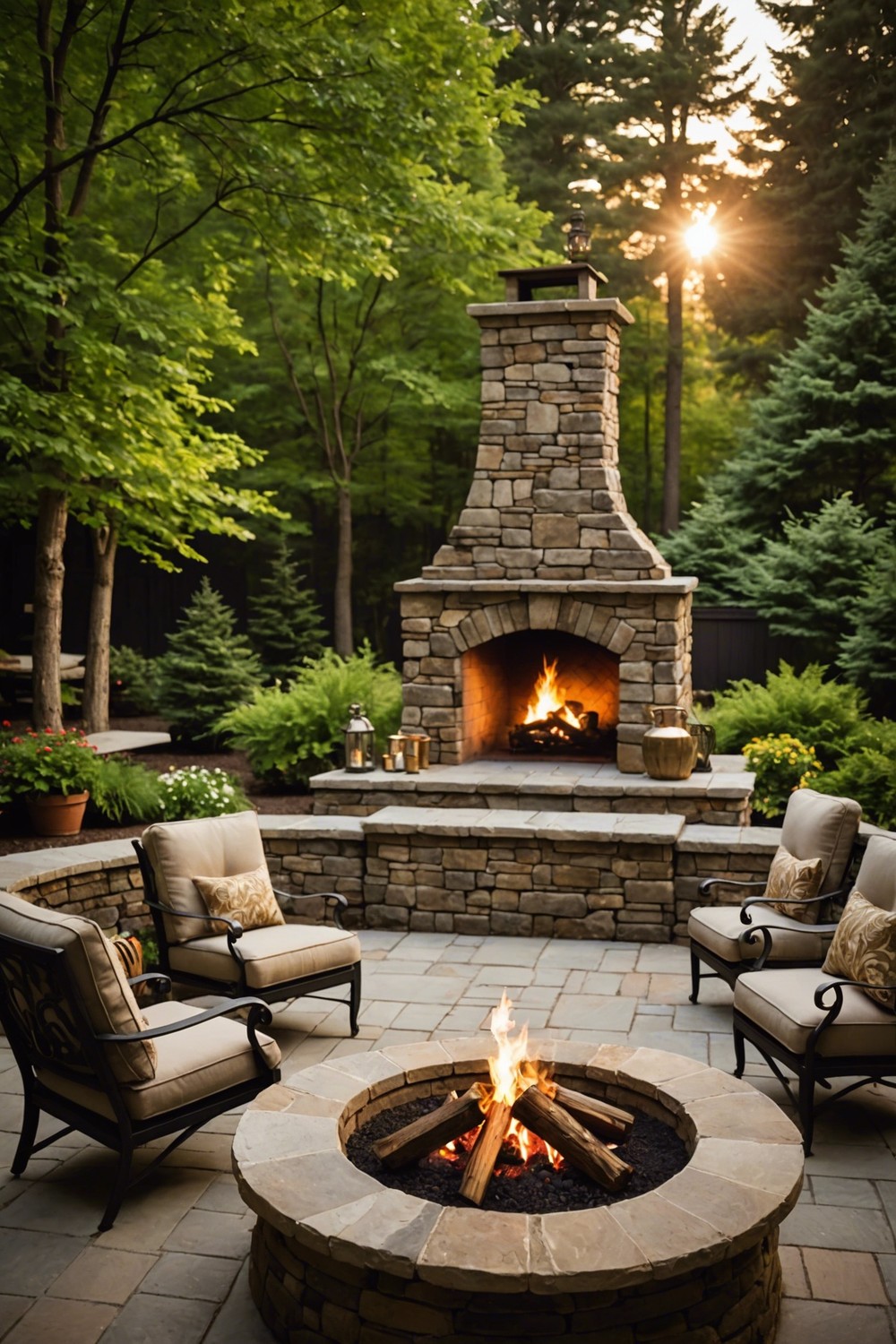 Rustic Courtyard Fireplace: