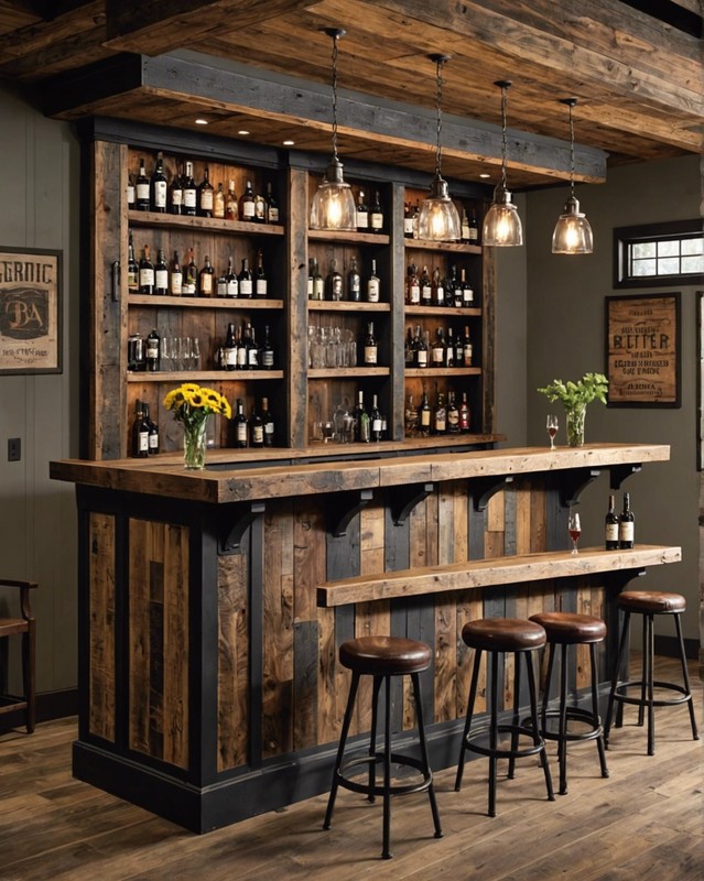 Rustic reclaimed wood bar