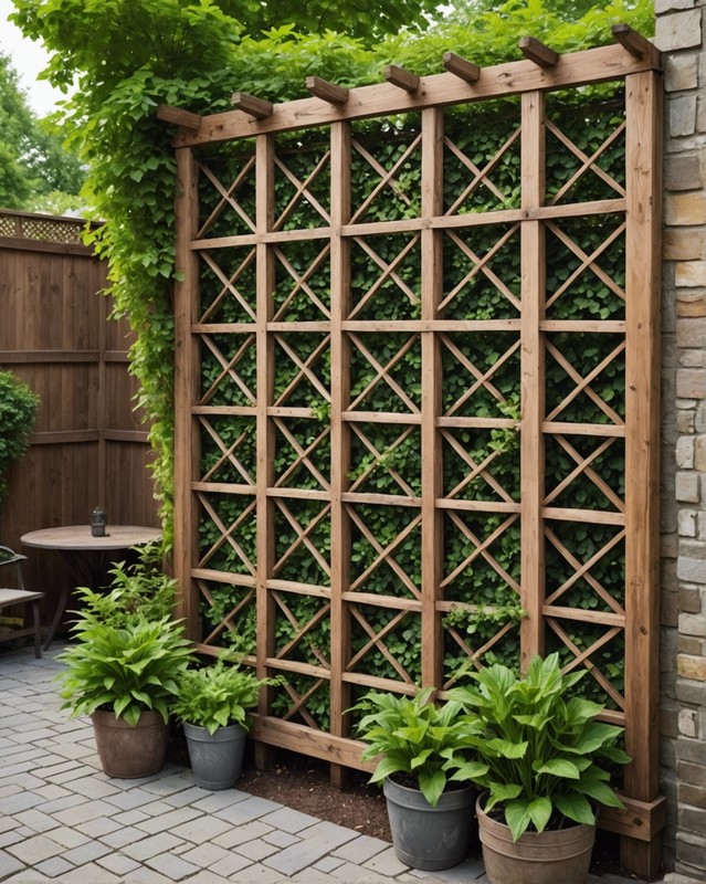 Rustic Wood Trellis with Geometric Design