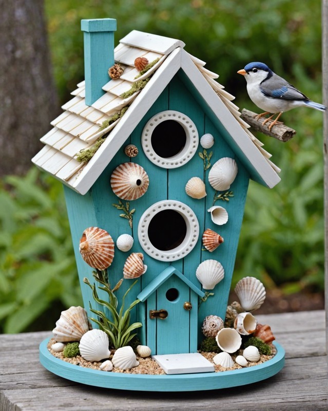 Seashell Birdhouse with Coastal Charm
