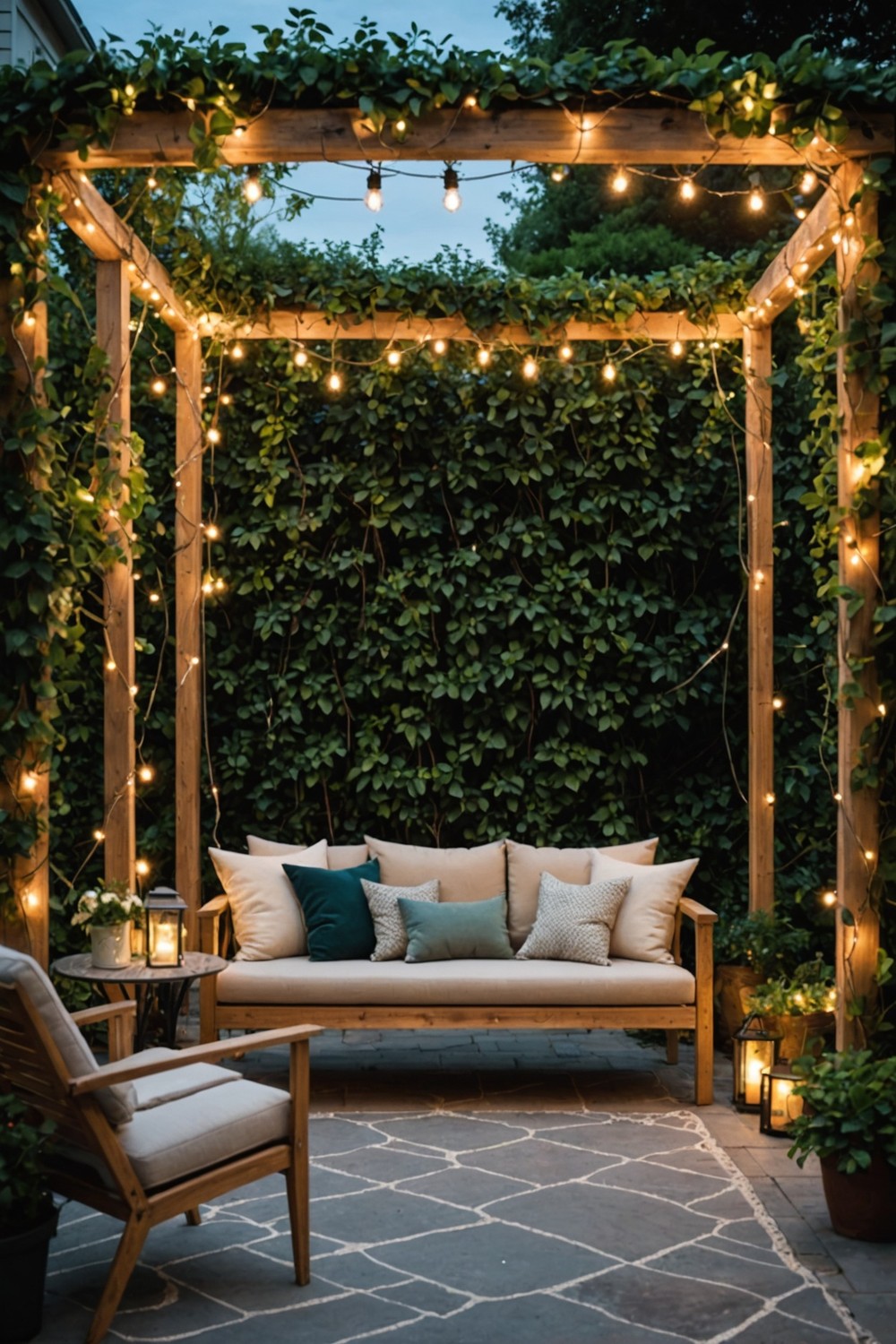 Secluded Reading Nook with Twinkling String Lights