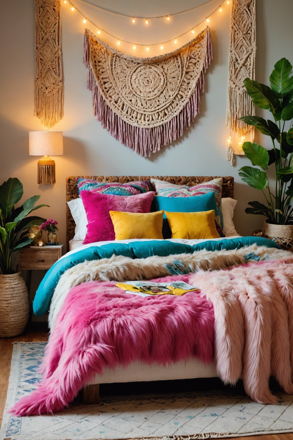 Soft, Faux Fur Throws in Rainbow Hues
