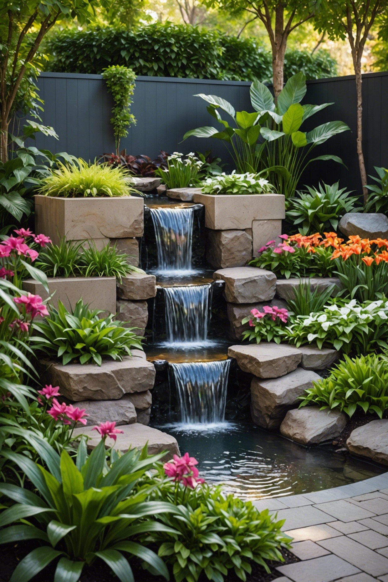 Solar-Powered Waterfall