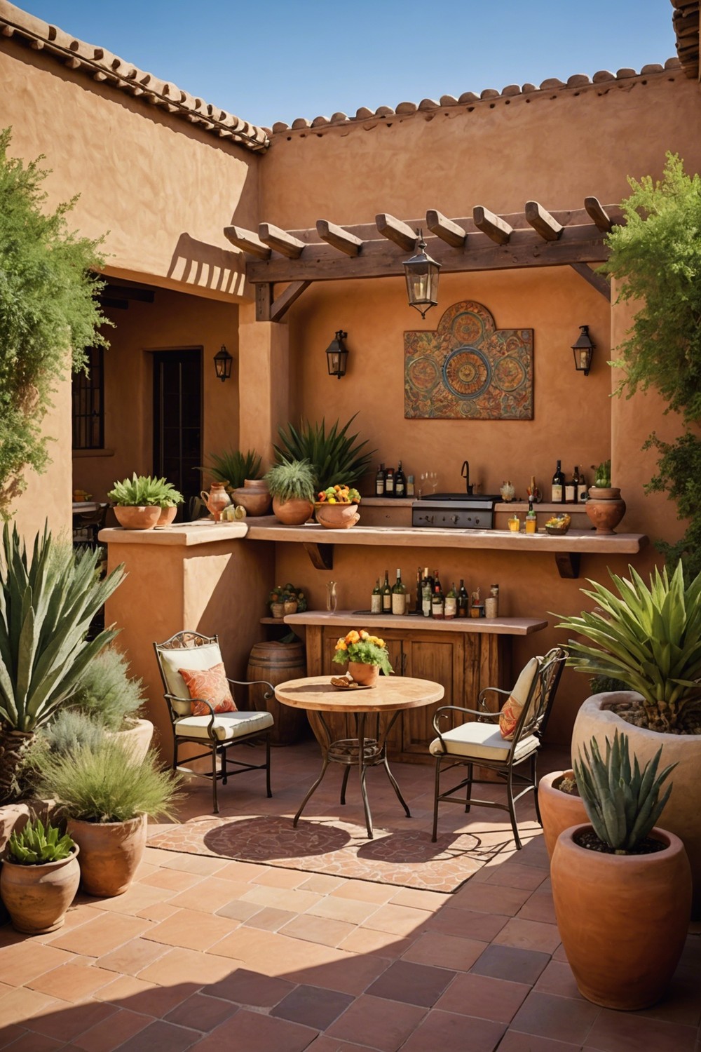 Southwestern-Style Patio with Bars