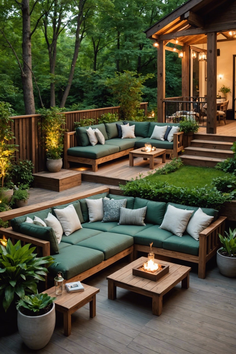 Split-Level Deck with Separate Spaces