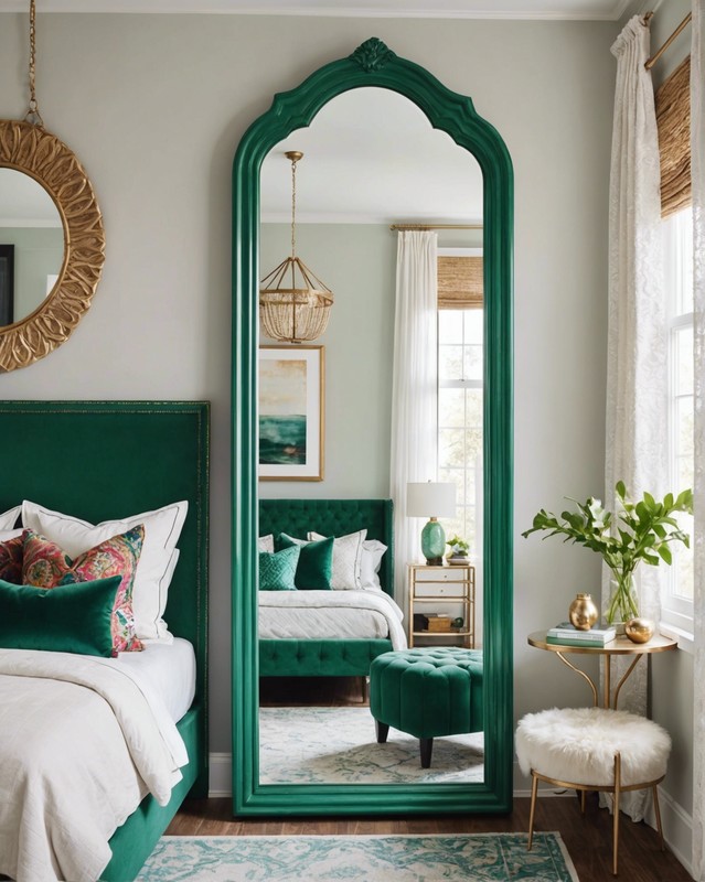 Statement Mirror with Emerald Green Frame