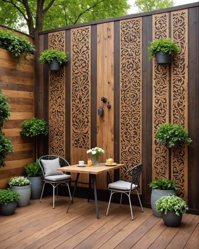 Stenciled Wood Patio Wall