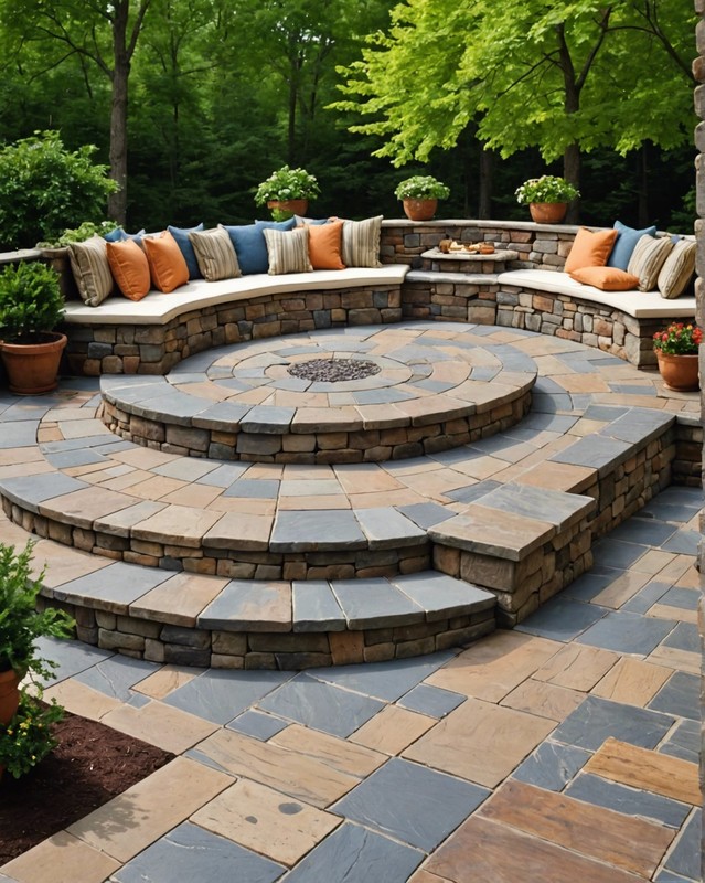 Stone and wood combination deck with a Mediterranean flair