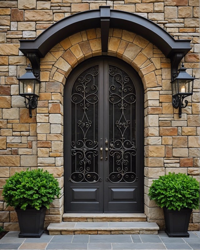 Stone and Wrought Iron Wall